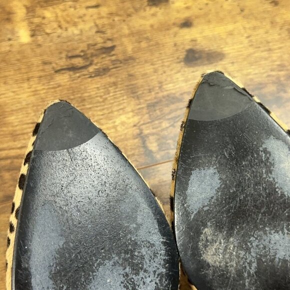 Jenni Kayne Cheetah Print Mules Size 39 Pony Hair Slip On Pointed Toe Flats - Picture 12 of 16